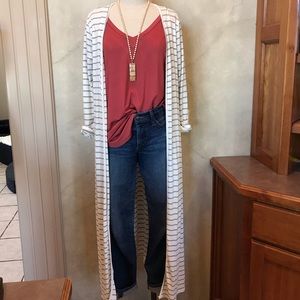 Ribbed Stripe Duster w/ pockets